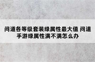 问道各等级套装绿属性最大值 问道手游绿属性满不满怎么办